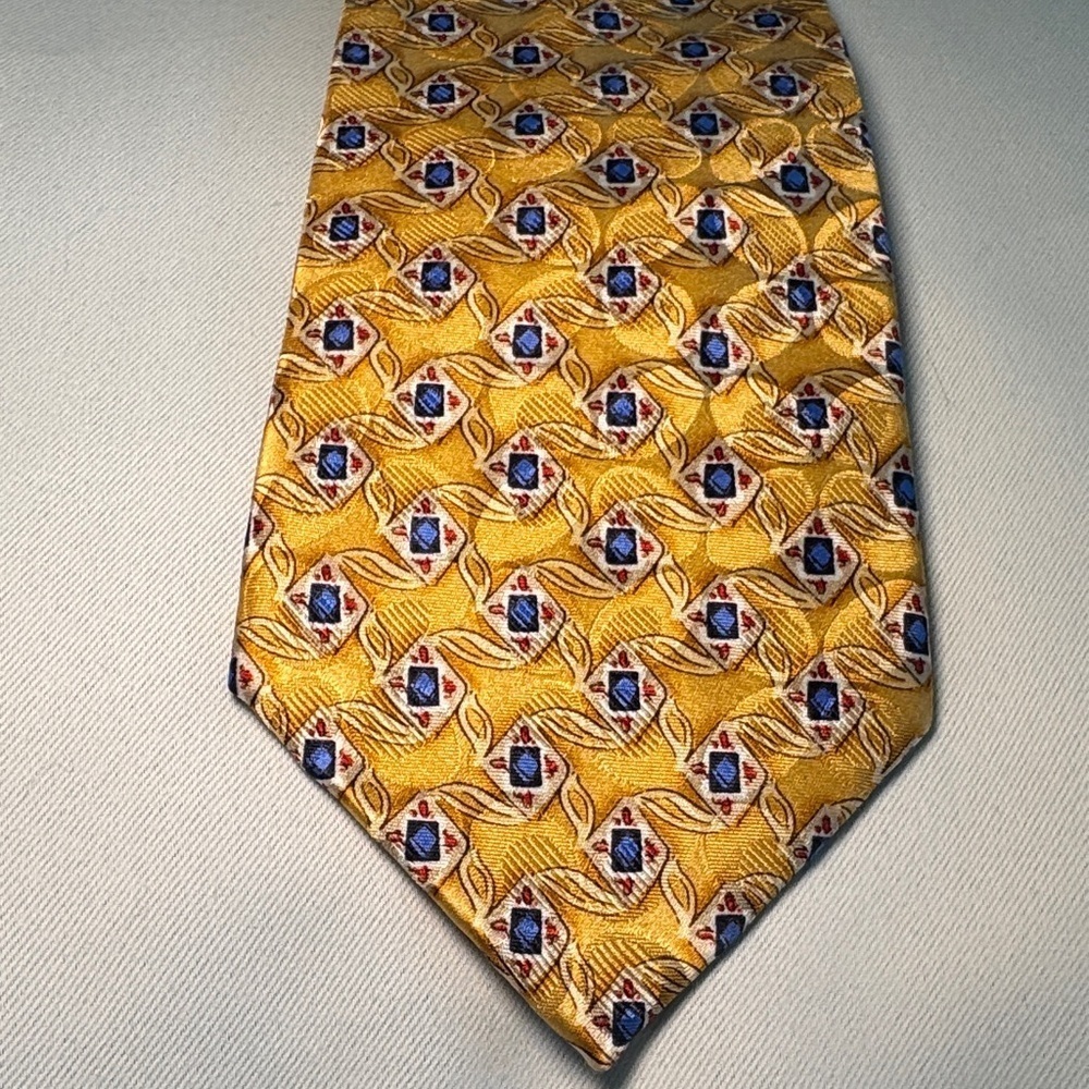 Copy Jos. A. Bank Gold and Blue Geometric Tie